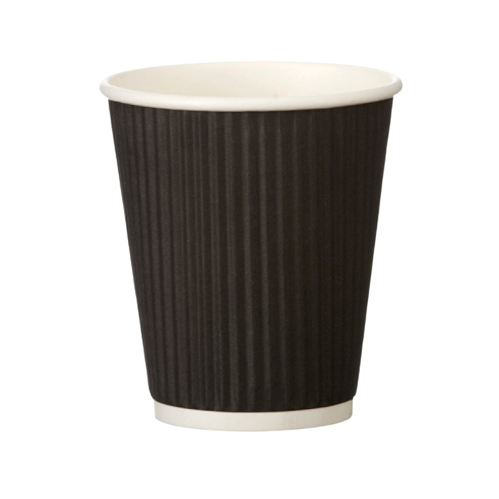 12oz Cups – Black Ripple Coffee Cups 25 pack