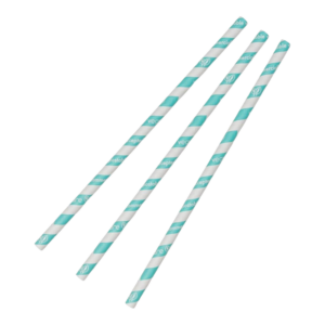 Vegware Aqua & White Striped Paper Jumbo Straws (8mm, 200 Pack)