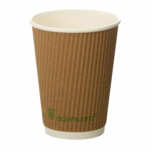 Edenware 12oz Kraft Ripple Compostable Coffee Cups 500 Pack
