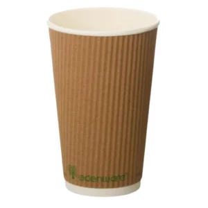 Edenware 16oz Kraft Ripple Compostable Coffee Cups 500 Pack
